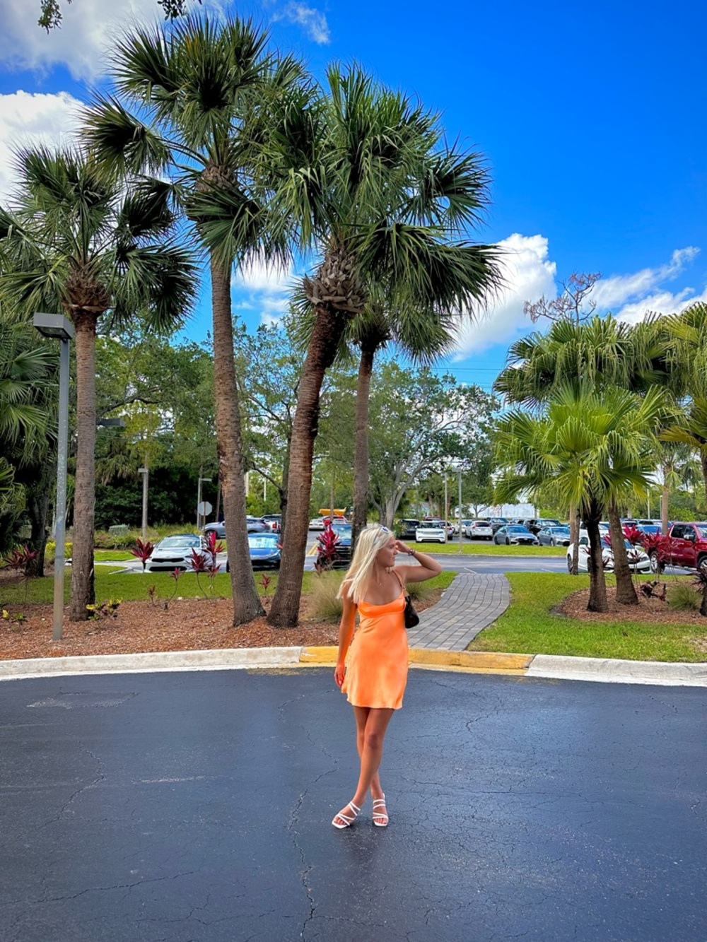 Zara orange Satin Midi Dress